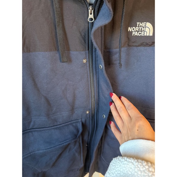 The North Face Mens Hooded Button Down Jacket Rivington Navy Coat - Picture 7 of 7